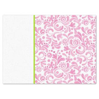 Preppy Decorative Pink White Watercolor Green Gift Tissue Paper
