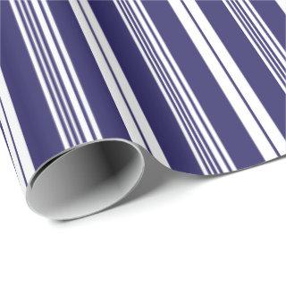 Preppy Navy Blue White Deckchair Stripe Pattern
