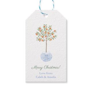 Preppy Orange Tree Chinoiserie Holidays Hostess Gift Tags