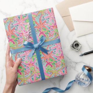Preppy Palm Beach Ocean Starfish Pattern