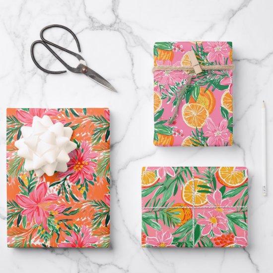 Preppy Palm Beach Tropical Oranges Pattern  Sheets