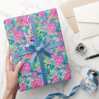Preppy Palm Beach Tropical Turtles Pattern
