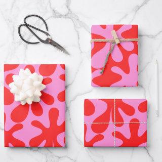 Preppy Pink and Red Amoeba Contemporary Pattern  Sheets