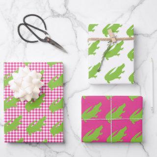 Preppy Pink Gingham Green Alligator Colorful Fun  Sheets