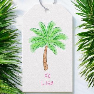 Preppy Tropical Palm Tree Custom Gift Tags