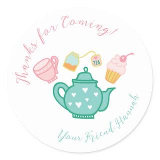Preppy Whimsical Tea Party  Classic Round Sticker