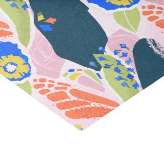 Pretty Abstract Floral Pattern Blue Green Orange Tissue Paper