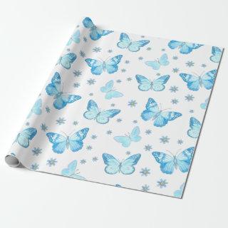 Pretty Baby Blue Butterfly Floral Pattern Design