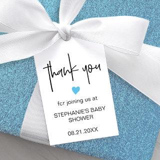 Pretty Baby Boy Shower With tiny Blue Heart Gift Tags