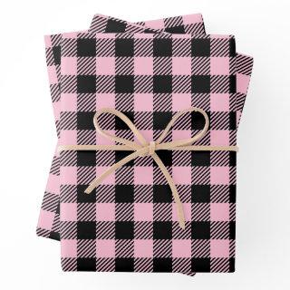 Pretty Baby Pink And Black Buffalo Plaid   Sheets