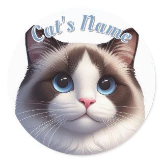 Pretty Birman or Ragdoll Cat • Personalized Classic Round Sticker
