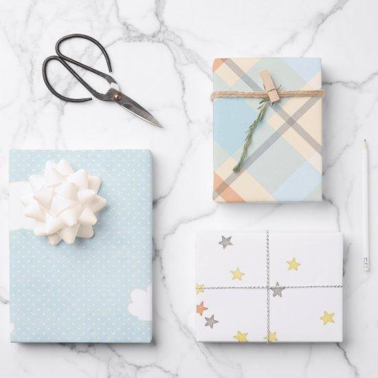 Pretty Blue Clouds Baby Shower Mix and Match  Sheets