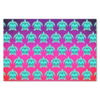 Pretty Blue green turquoise teal turtles pattern Tissue Paper