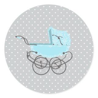 Pretty Blue Pram Baby Shower Sticker