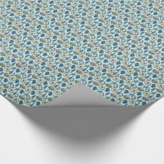 Pretty Blue Shell Starfish Sea Pattern