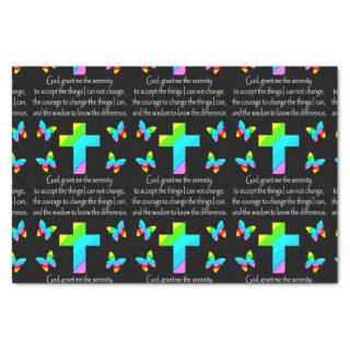 PRETTY BUTTERFLY AND CROSS SERENITY PRAYER DESIGN TISSUE PAPER