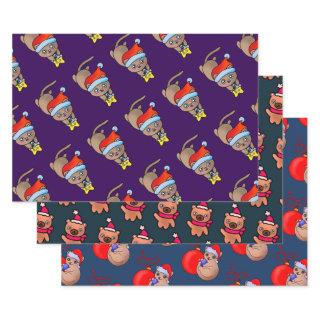 Pretty Cat & Teddy Bear with Santa Xmas Hats  Sheets