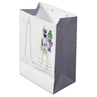 Pretty Chic Monogram Violet Floral Bunch Wedding Medium Gift Bag