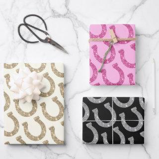 Pretty Chic Pink Gold Glitter Horseshoe  Sheets