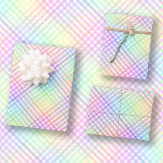 Pretty Colorful Pastel Rainbow check Gingham  Sheets