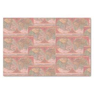 Pretty Coral Vintage Latin World Map Decoupage Tissue Paper