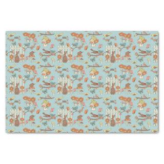 Pretty Cottagecore Birds and Animals Light Blue Tissue Paper