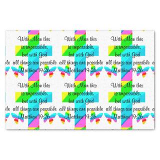PRETTY CROSS AND RAINBOW MATTHEW 19:26 DESIGN TISSUE PAPER