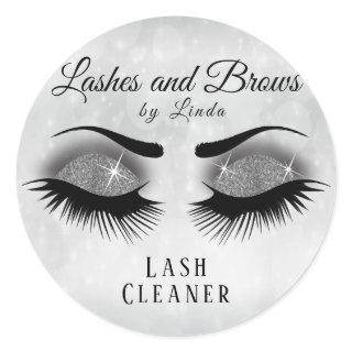 Pretty Eyelashes Extension Cleaner Design - Silver Classic Round Sticker