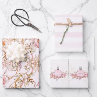 Pretty feminine pale pink Perfume stripes & floral  Sheets