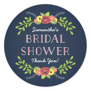 Pretty Florals | Bridal Shower Favor Classic Round Sticker