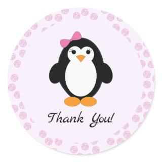 Pretty Girl Penguin Classic Round Sticker