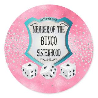 Pretty Girly Pink Bunco Dice Classic Round Sticker