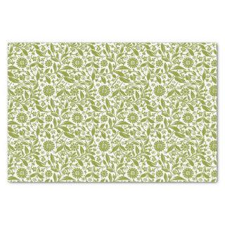 Pretty Green and White Floral Pattern Tissue Paper