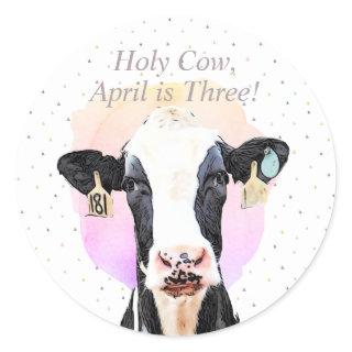 Pretty Holy Cow Third Birthday Pattern Classic Round Sticker