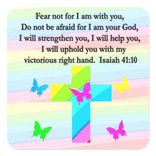 PRETTY ISAIAH 41:10 DESIGN SQUARE STICKER