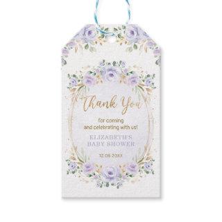 Pretty Lavender Purple Gold Garden Roses Baby Girl Gift Tags
