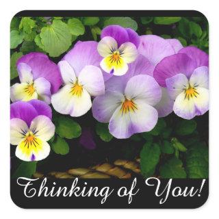 Pretty Mauve Pansy Thinking of You Square Sticker