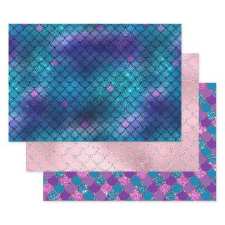 Pretty Mermaid Scales glitter Purple Blue  Sheets