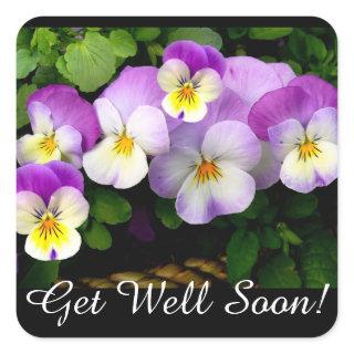 Pretty Pansy Get well Square Sticker
