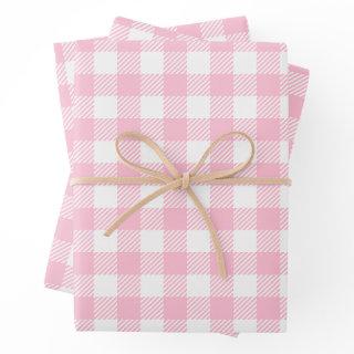 Pretty Pastel Pink And White Buffalo Plaid   Sheets