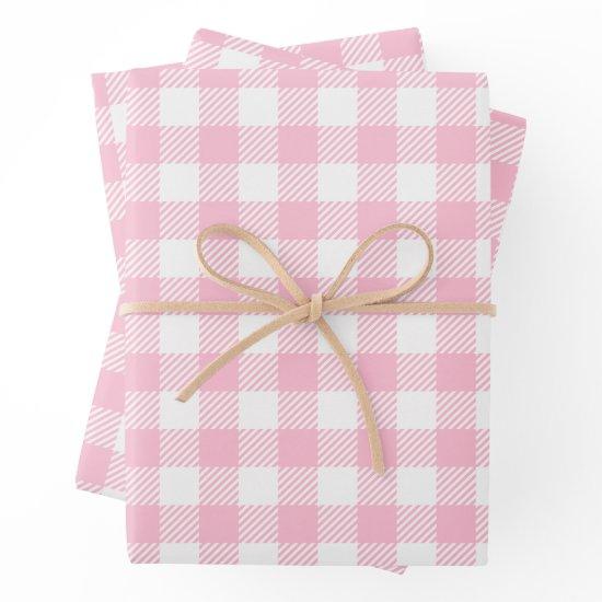 Pretty Pastel Pink And White Buffalo Plaid   Sheets