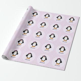 Pretty Penguin with Floral Background