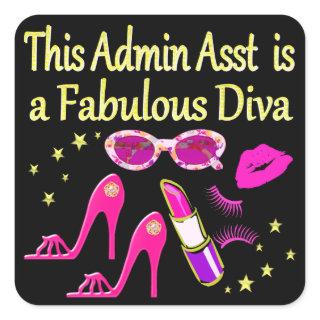 PRETTY PINK ADMIN ASST DIVA DESIGN SQUARE STICKER