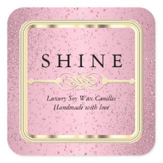 Pretty Pink and Gold Labels Square