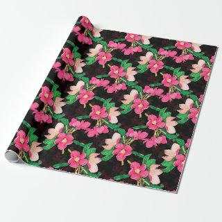 Pretty Pink Blossom Flowers Paint Black Design