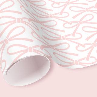 Pretty Pink Bow Pattern Gift Wrap White