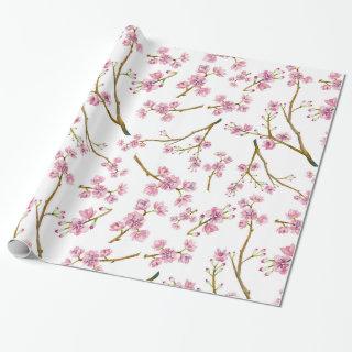 Pretty Pink Cherry Blossom Watercolor Pattern