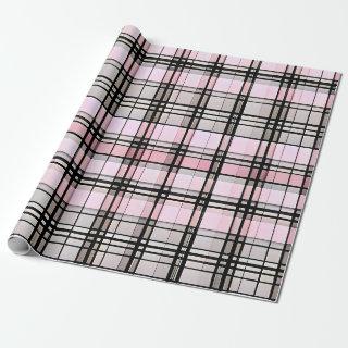 Pretty Pink, Gray and Black Plaid Gift Wrap