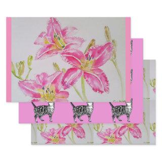 Pretty Pink Lily Flower Floral Lilies Watercolor  Sheets