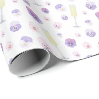 Pretty Pink Purple Watercolor Petals And Prosecco